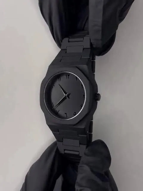 Premium Black Minimalist Arabic Dial Watch – Matte Steel Luxury Design
