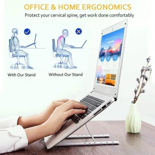 Adjustable Aluminum Foldable Laptop Stand – Portable Ergonomic Laptop Holder with Cooling Design