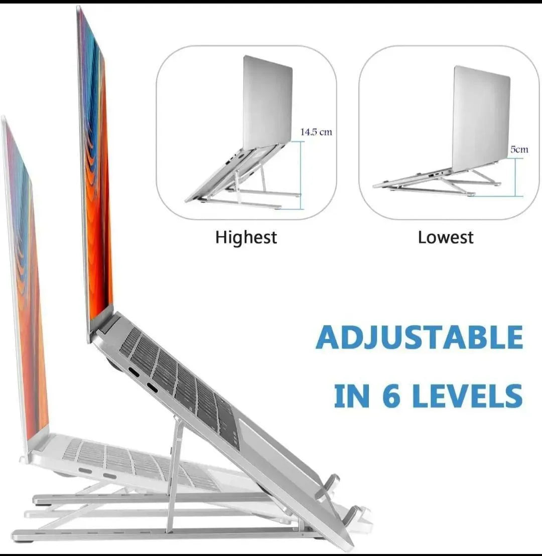 Adjustable Aluminum Foldable Laptop Stand – Portable Ergonomic Laptop Holder with Cooling Design