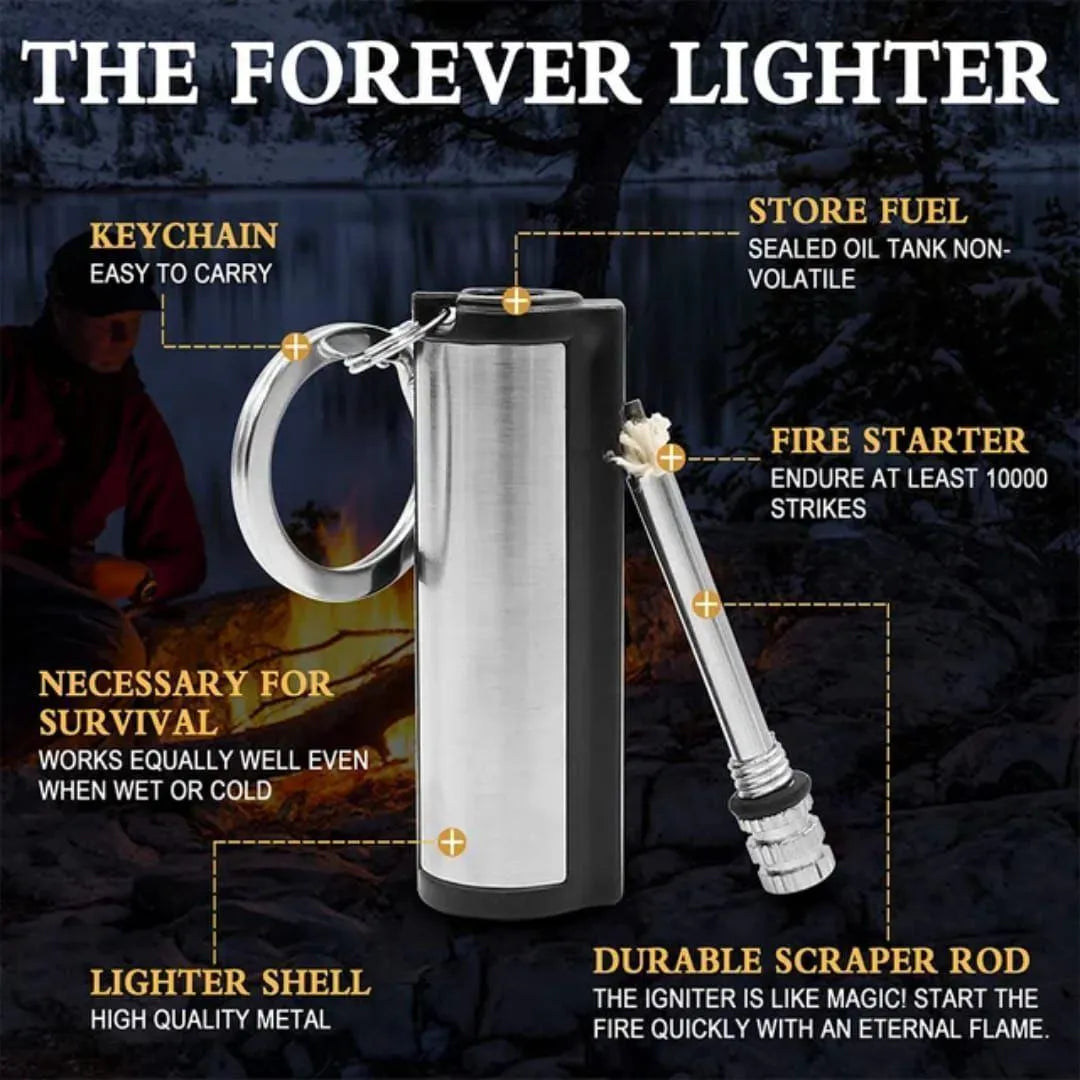 Portable Waterproof Fire Starter Keychain – Reusable Metal Match Stick for Camping & Survival