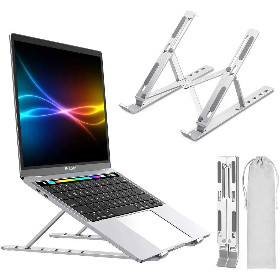 Adjustable Aluminum Foldable Laptop Stand – Portable Ergonomic Laptop Holder with Cooling Design