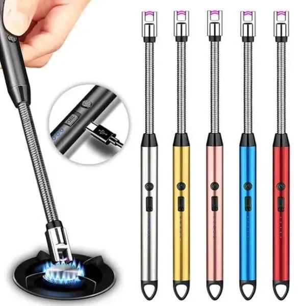 Electric USB Rechargeable Flexible Neck Arc Lighter – Windproof Flameless Candle & BBQ Igniter