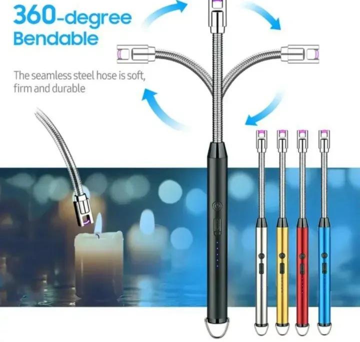 Electric USB Rechargeable Flexible Neck Arc Lighter – Windproof Flameless Candle & BBQ Igniter