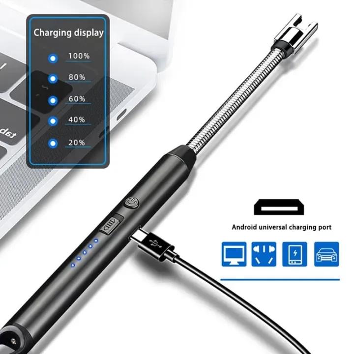 Electric USB Rechargeable Flexible Neck Arc Lighter – Windproof Flameless Candle & BBQ Igniter